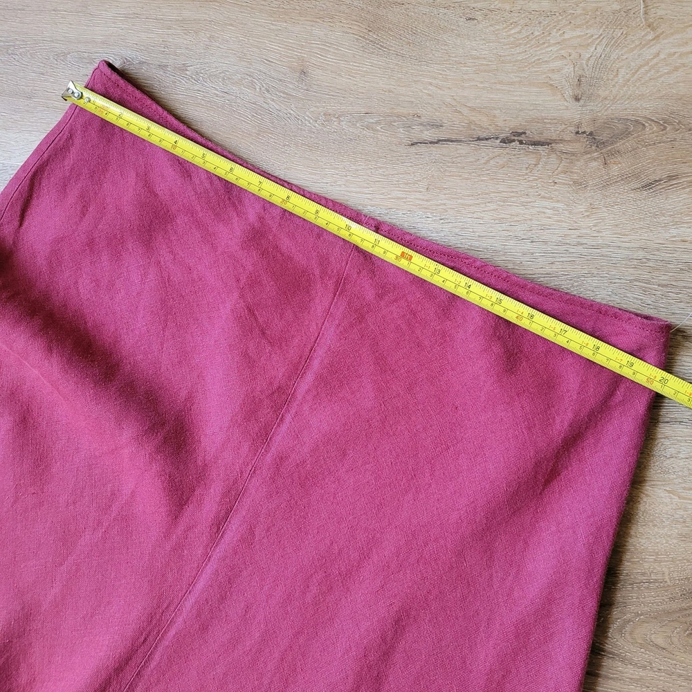 NWOT Eileen Fisher Linen Midi Skirt Red Size Medium preppy PULL-ON Fits XL/1X - Picture 3 of 9